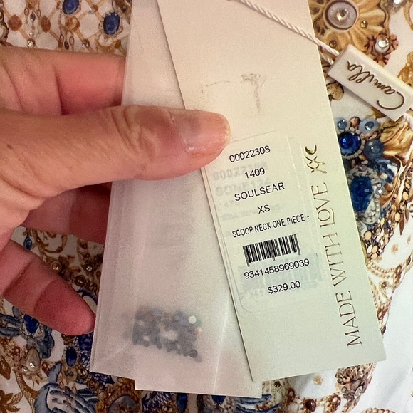 NWT $329 Camilla Blue Gold One Piece Swimsuit Size XS scoop Neck Soulsear - Picture 12 of 13